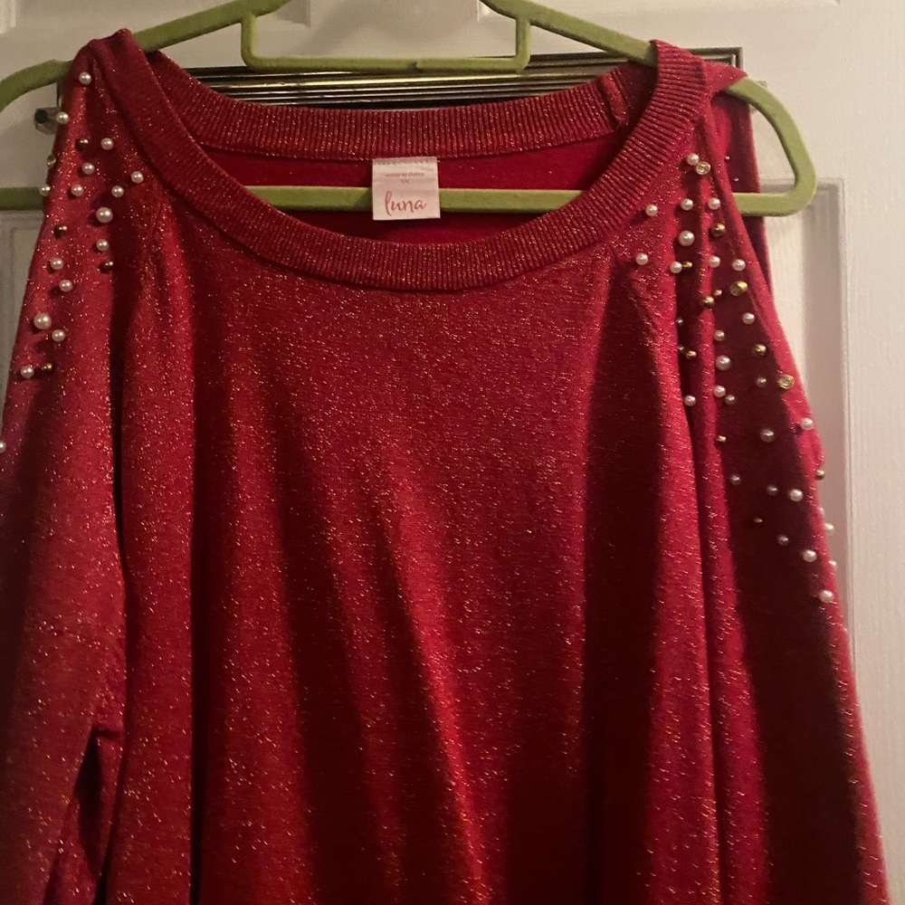 Luna red top with beading